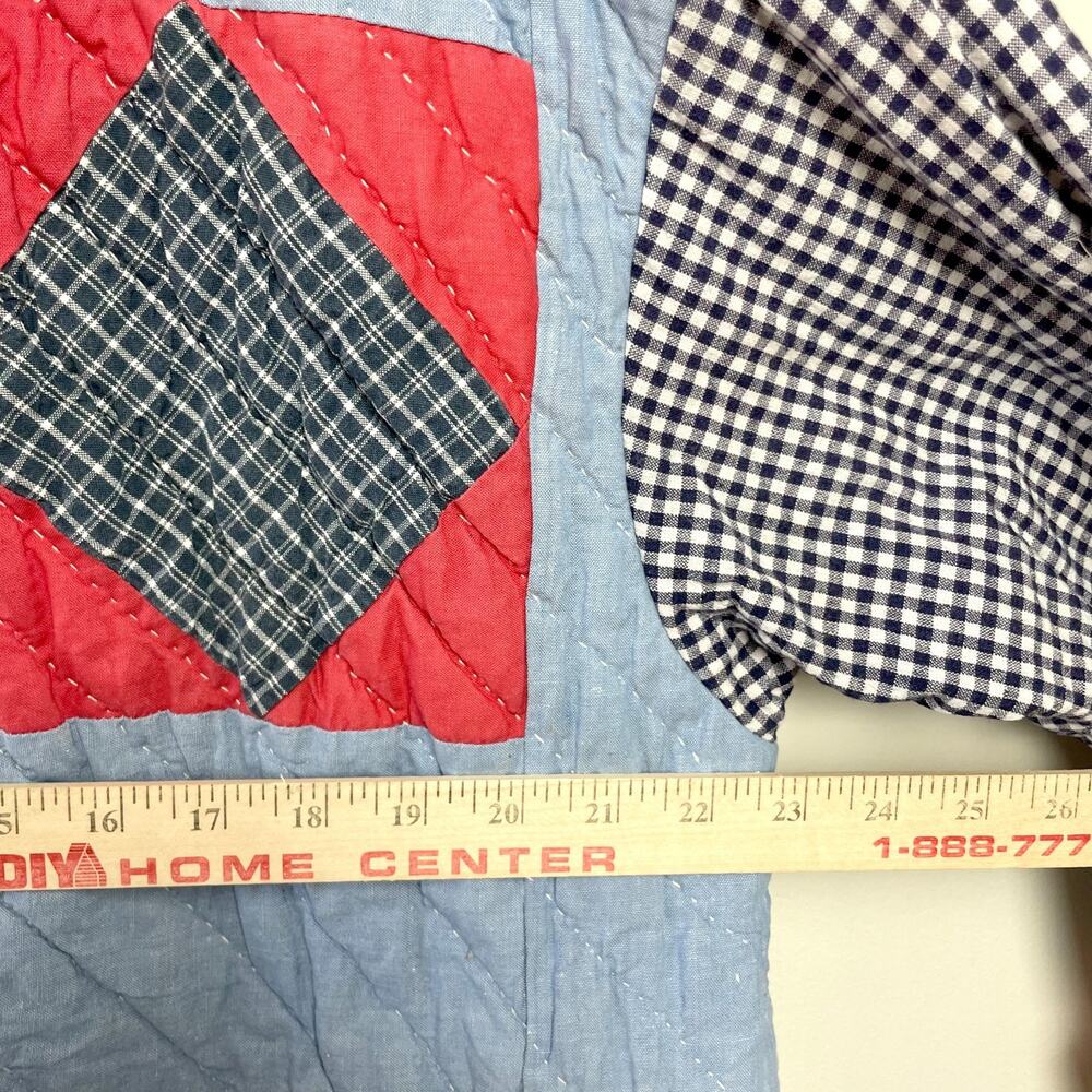 Vintage Handmade Patchwork Quilt Jacket Sz XL Cottagecore Americana Prairie Folk - Picture 11 of 13